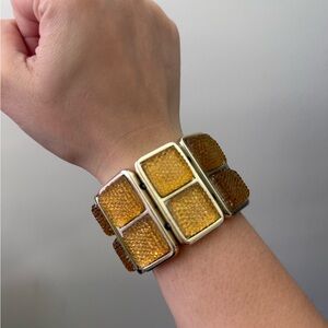 🟡 Retro Yellow Beaded Stretch Bracelet